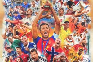 FIFA官方世界杯海报：罗德里C位，梅西、C罗、哈兰德、姆巴佩入镜